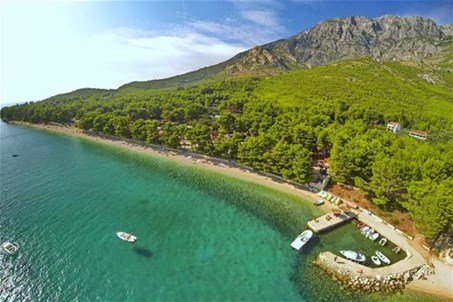 Camp Dole - www.campdole.com - Aerial view of the campsite and our amazing pebble beach and crystal clear Adriatic sea.