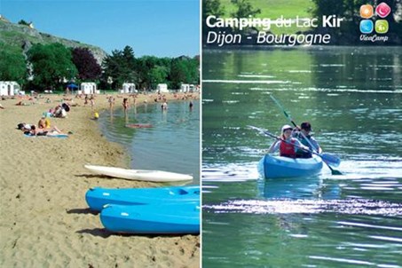 Camping du lac Kir Dijon 
Plage de sable et activités nautiques, canoës